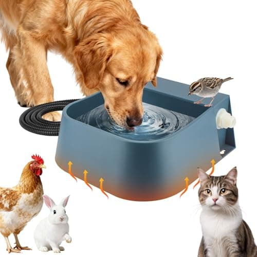 PETLESO Automatic Heated Water Bowl for Dogs Cats, Self-Filling Water Heated Dog Bowl in Winter, Pet Waterer with Heater Fit Chickens Rabbits Birds, Outdoor Use No Freezing, 2L