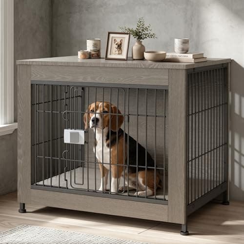 Wooden Dog Crate Furniture 27" for Small to Medium Dogs, Greige