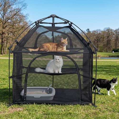 Catio Outdoor Cat Enclosure Pop up Cat Tower Tent(Square, L)