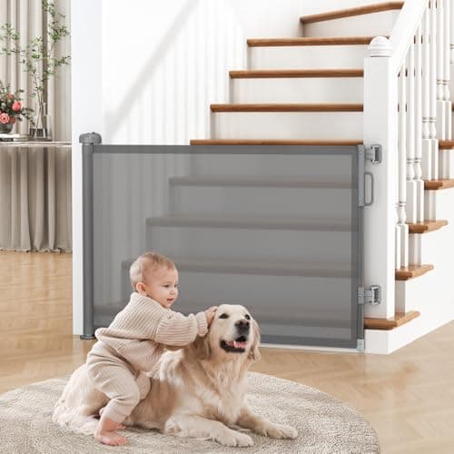 Cideny Retractable Baby Gate for Stairs & Doorways, Dog Gate Indoor Outdoor