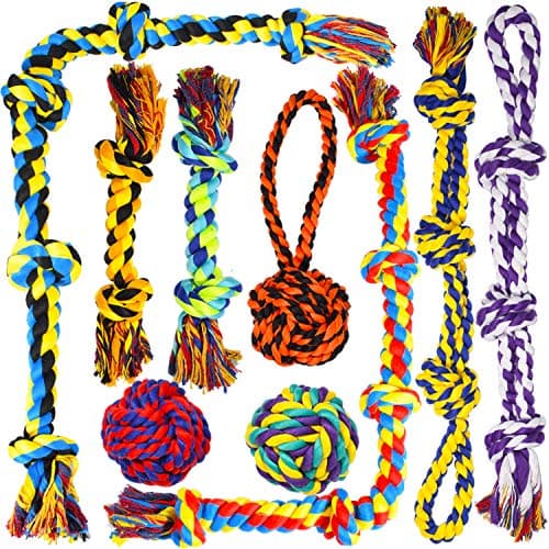 SHARLOVY Large Tough Chew Toys for Aggressive Chewers, 9 Pack Dog Rope Toys